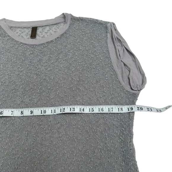 Danny Be Grey Loose Knit Short Sleeve Round Neck Sweater Top Size S - Picture 6 of 8
